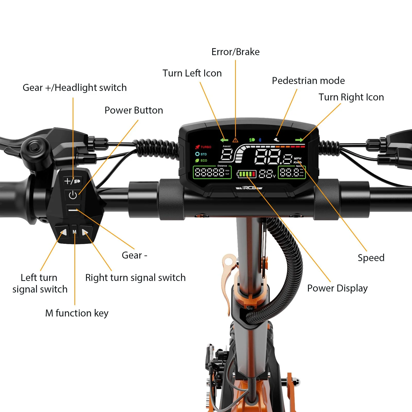 RCB D7 Adult Electric Scooter - Image 9