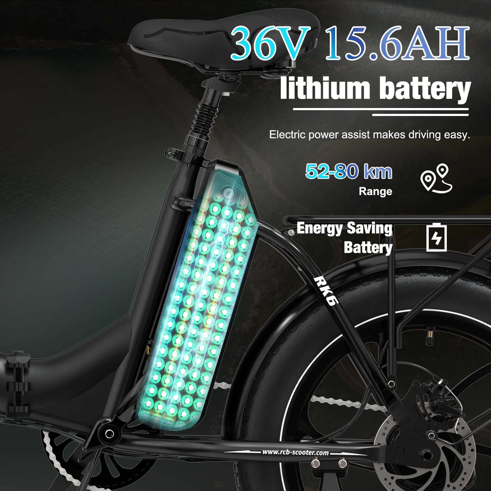 RCB RK6 Fat Tire Folding Electric Bicycle(RCB APP E BIKE) - Image 8